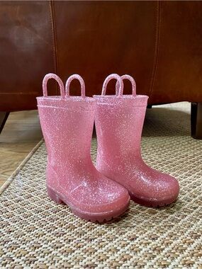 Kids Pink Glitter Rain & Snow Boots